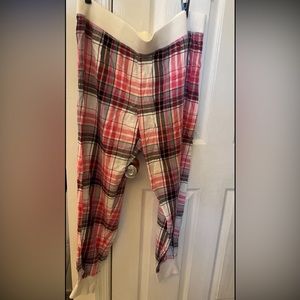 Victoria Secret Pajama Pants Sleepwear Bottom Sz L Pink Black Plaid Checkered